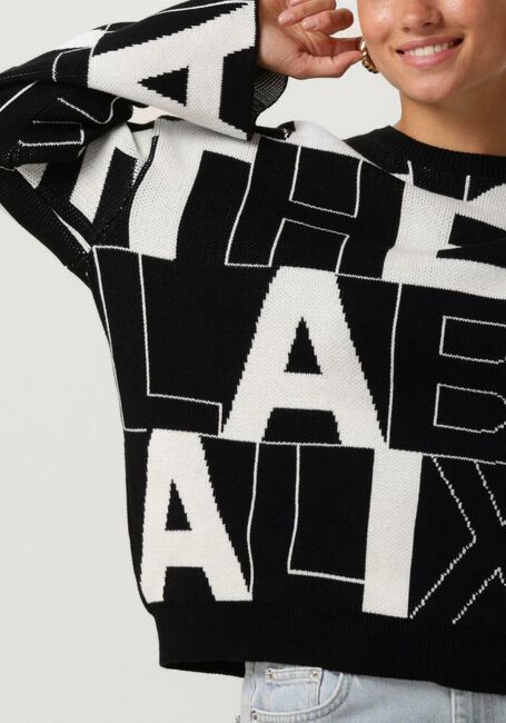 Schwarze ALIX THE LABEL Pullover BLACK WHITE PULLOVER - large