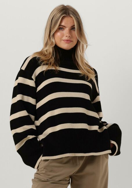 Schwarze MODSTRÖM Pullover CORBINMD STRIPE T-NECK - large