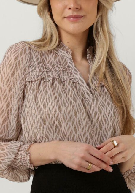 Beige NEO NOIR Blusen RHIA GRAPHIC FIRE BLOUSE - large