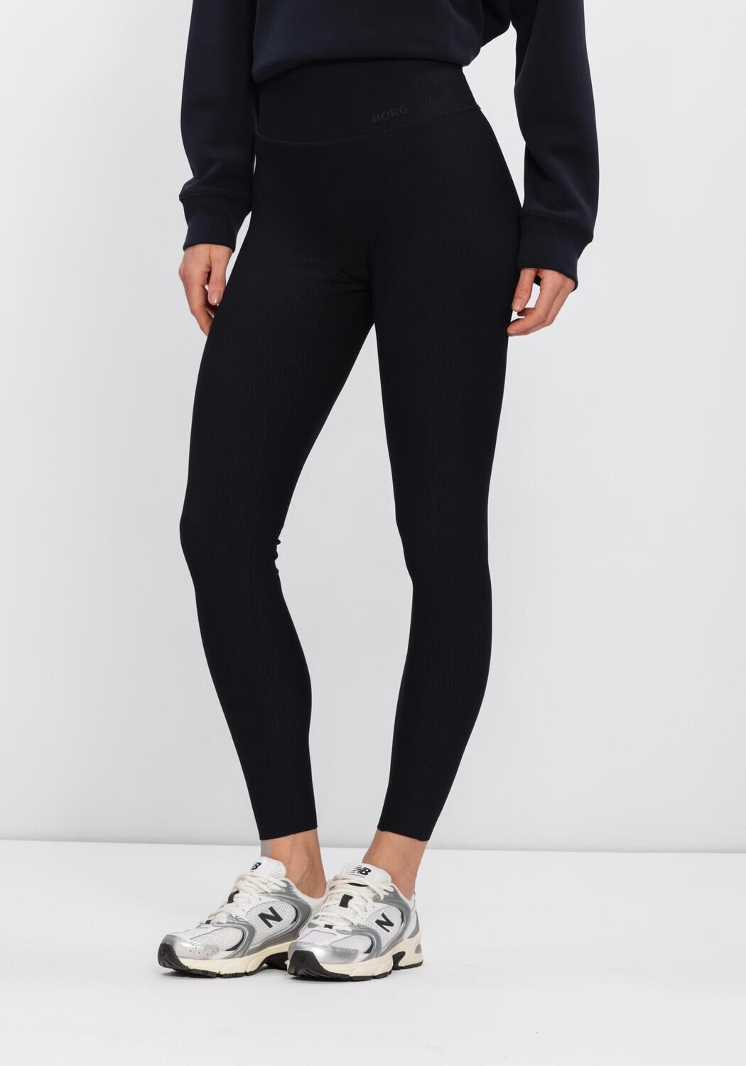 Schwarze BJORN BORG Hosen STUDIO RIBBED TIGHTS - large