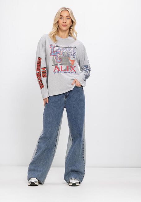 Hellgrau ALIX THE LABEL Top LADIES KNITTED FANCY PRINT LONGSLEEVE T-SHIRT - large