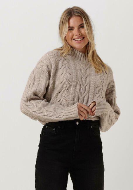 Sand CO'COUTURE Pullover JENESSE CABLE CROP KNIT - large