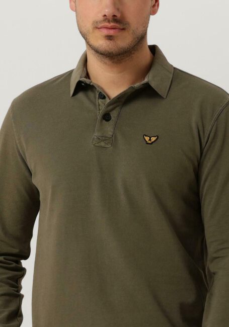 Grüne PME LEGEND Polo-Shirt LONG SLEEVE POLO PIQUE GARMENT DYE - large