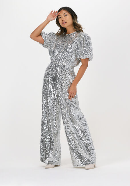 Silberne SELECTED FEMME Weite Hose SLFSELENE HW WIDE MAXI SEQUINS - large