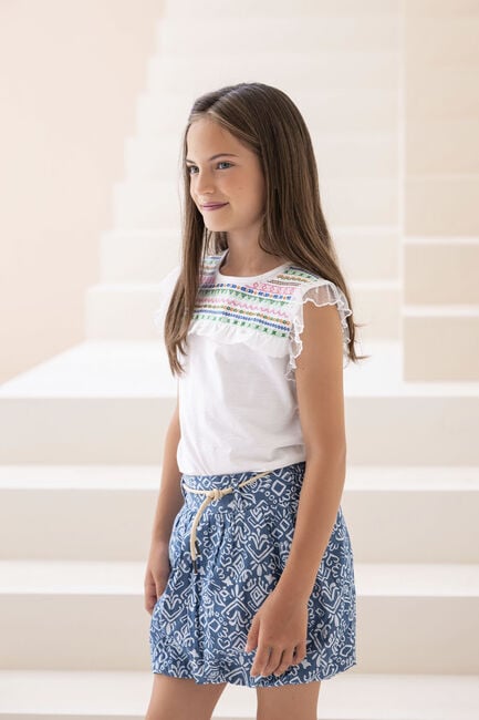 Weiße LIKE FLO Top SLUB JERSEY TEE FANCY MESH - large