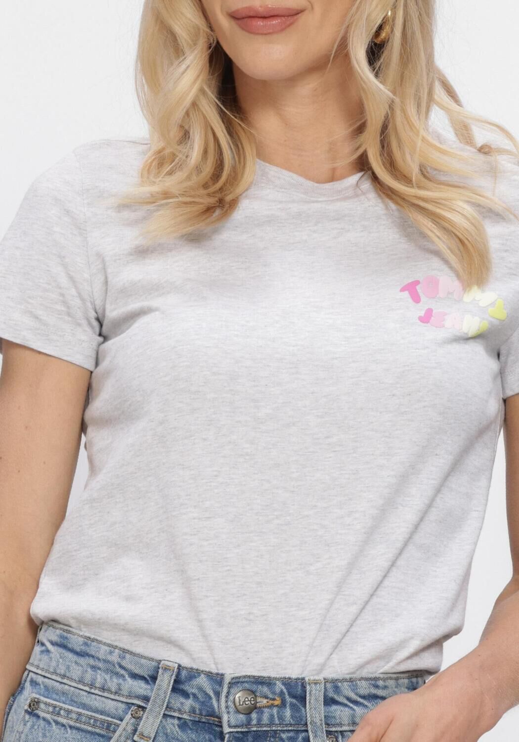 Graue TOMMY JEANS T-shirt TJW REG TJ BUBBLE SS TEE EXT - large