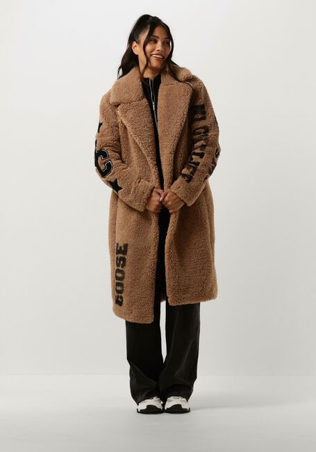 Cognacfarbene GOOSECRAFT Teddy-Jacke GC RHONDA SCRIPT COAT - large