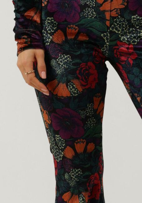 Mehrfarbige/Bunte COLOURFUL REBEL Schlaghose JOLIE BIG FLOWER VELVET FLARE PANTS - large