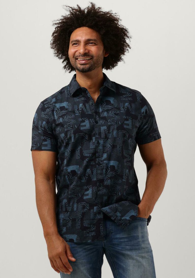 dunkelblau pme legend casual-oberhemd short sleeve shirt print on ctn slub