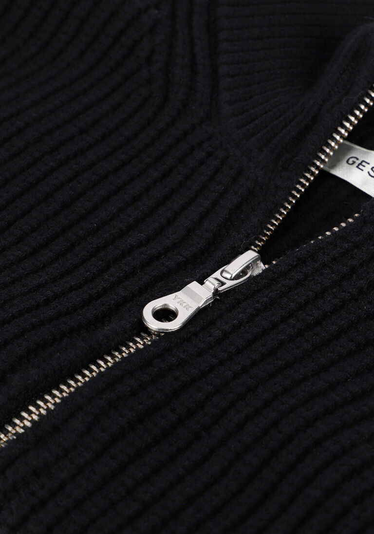 schwarze gestuz strickjacke emblagz zipped cardgian