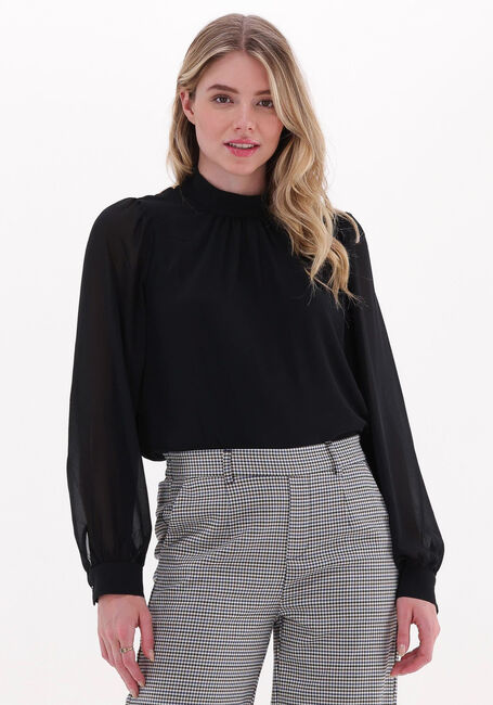 Schwarze OBJECT Blusen MILA L/S HIGH NECK TOP - large