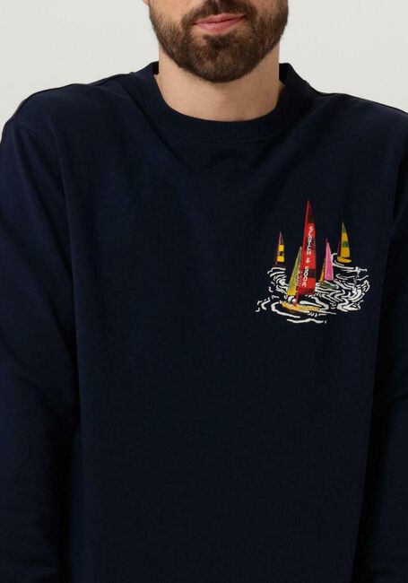 Blaue SCOTCH & SODA Pullover FRONT BACK BOATING ARTWORK SWEATSHIRT - large