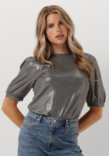 Silberne SUMMUM Top ROND NECK TOP METALLIC COATED JERSEY - large
