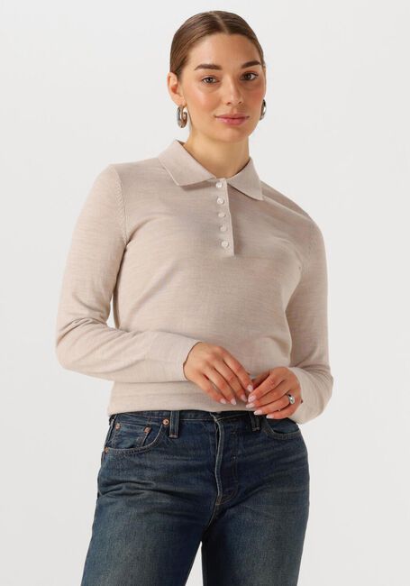 Beige SELECTED FEMME Tops & T-shirts SLFTHEA LS KNIT MERINO COLLAR NECK - large