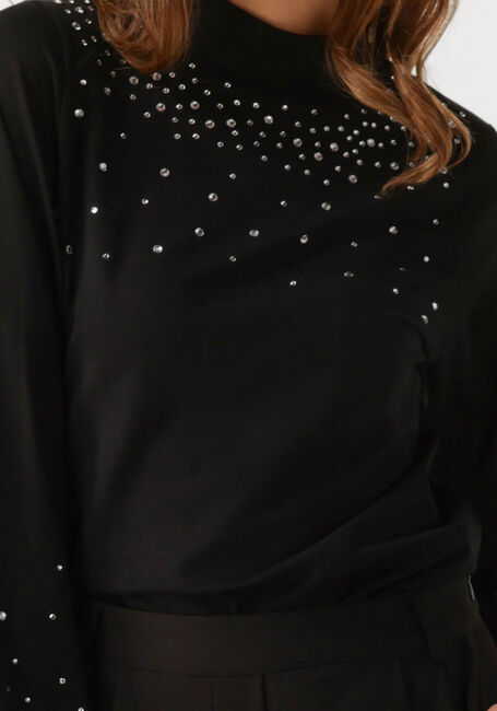 Schwarze JANSEN AMSTERDAM Tops & T-shirts V183 TURTLE RHINESTONES TOP - large
