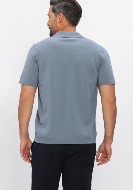 Blaue PROFUOMO Polo-Shirt POLO OPEN COLLAR COTTON CREPE - large