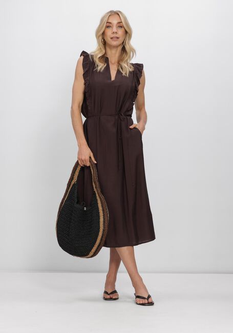Braune CO'COUTURE Midikleid HERACC FRILL SS V-DRESS - large