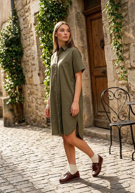 Olive SELECTED WOMEN Minikleid SLFBLAIR 2/4 SHORT SHIRT DRESS - large