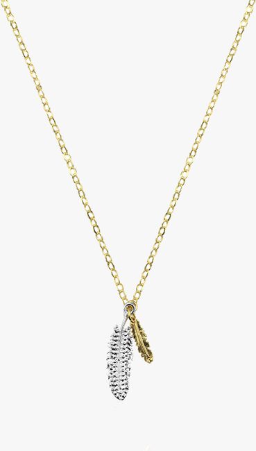 Goldfarbene MY JEWELLERY Kette TWO FEATHER NECKLACE - large