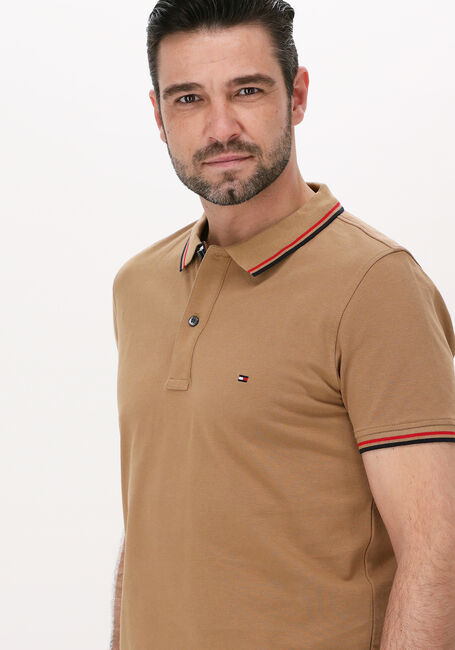 Khaki TOMMY HILFIGER Polo-Shirt TIPPED HILFIGER PLACKET SLM POLO - large