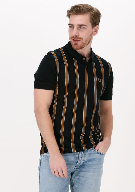 Schwarze FRED PERRY Polo-Shirt TEXTURED STRIPE POLO SHIRT - large