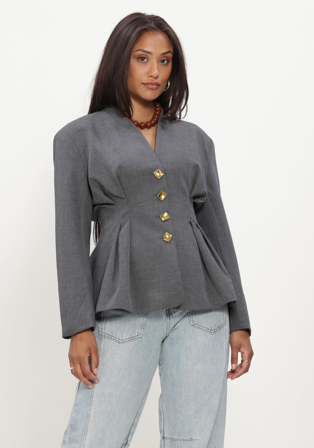 Graue HAUTE L'AMITI&Eacute; Blazers ENNA WAIST PLEAT BLAZER - large