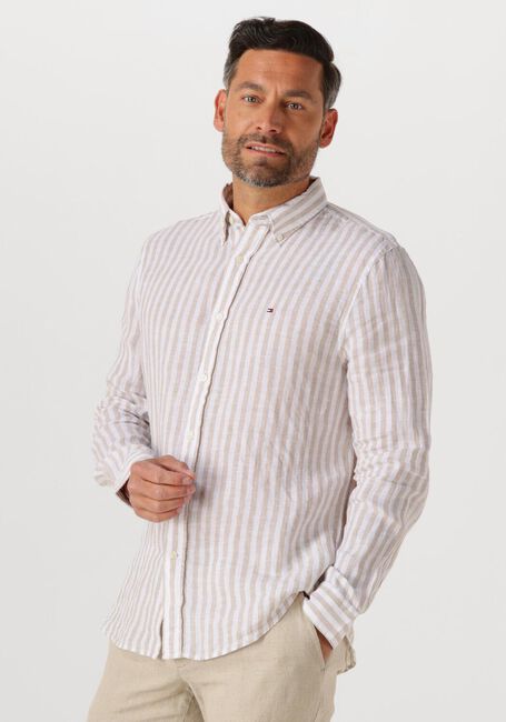 Ecru TOMMY HILFIGER Klassisches Oberhemd LINEN ESSENTIAL STRIPE RF SHIRT - large