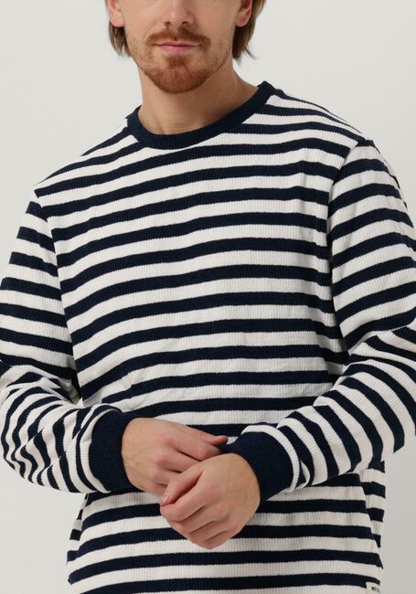 Dunkelblau SCOTCH & SODA Pullover TEXTURED STRIPE SWEATSHIRT - large