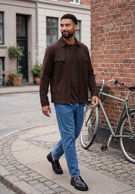 Braune SELECTED MEN Overshirt SLHJACKIE SWEAT JACKET NOOS - large