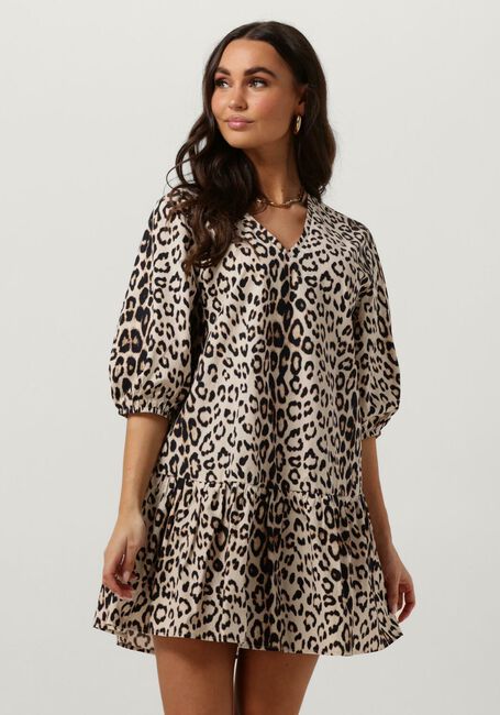 Braune ALIX THE LABEL Minikleid LADIES WOVEN LEOPARD CRISPY BABYDOLL DRESS - large