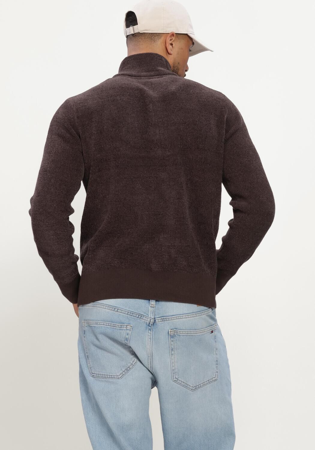 Braune SELECTED MEN Pullover SLMRODNEY LS HIGH NECK HALF ZIP - large
