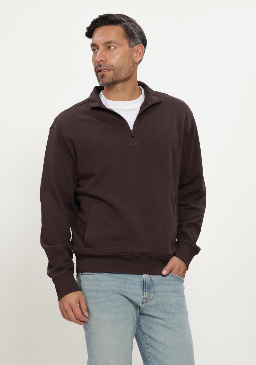 Braune BOSS ORANGE Sweatshirt ZE SMALLZIP - large