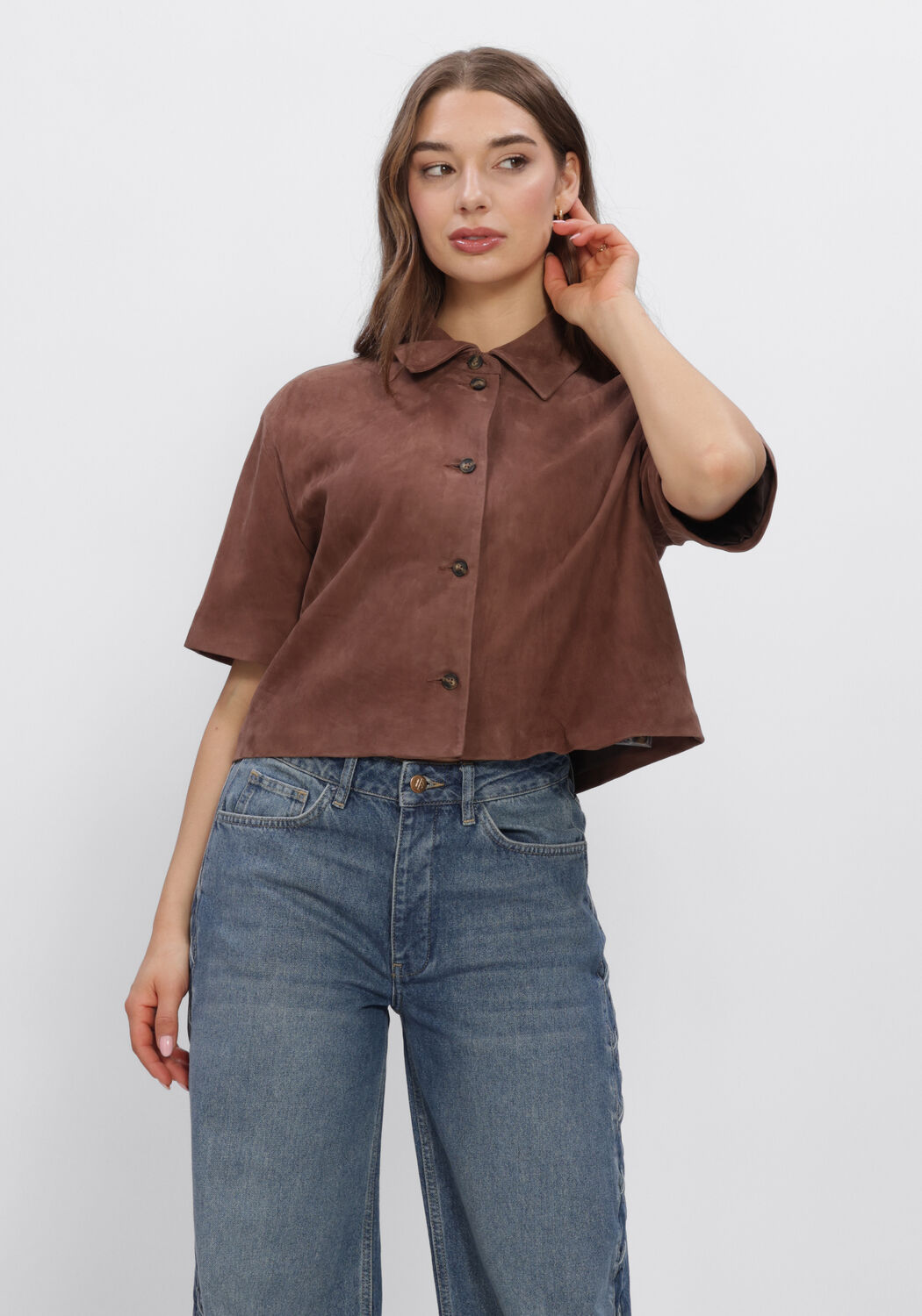 Braune STUDIO AR Jacken EVELINE GOAT SUEDE - large