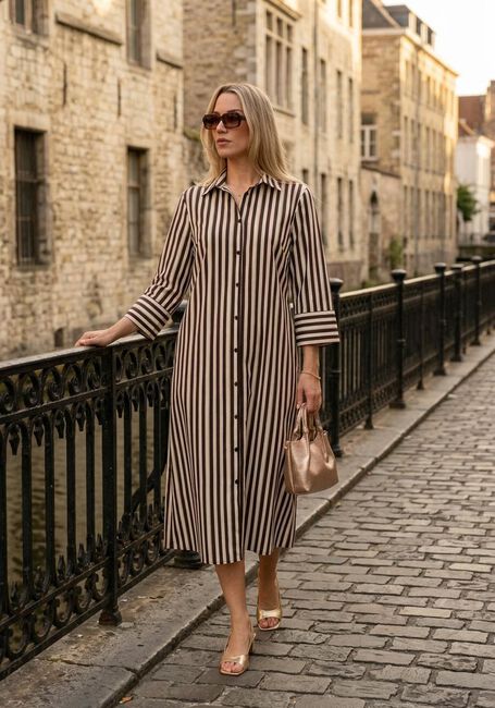 Mehrfarbige/Bunte STUDIO ANNELOES Maxikleid Soof stripe dress - large