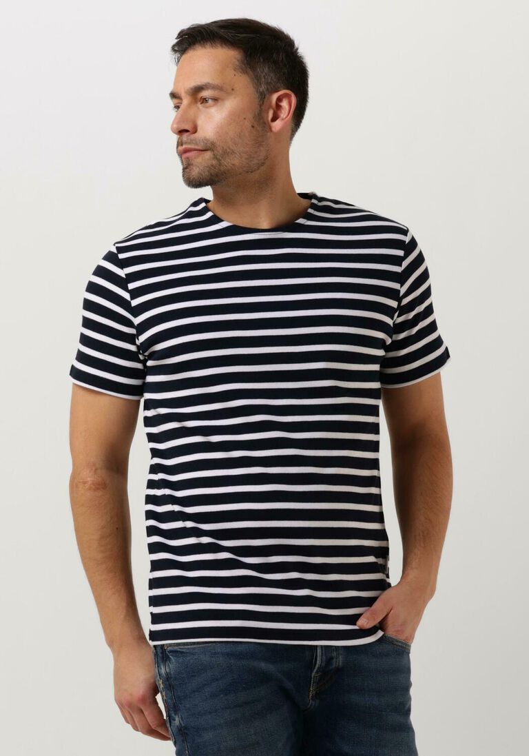 blau/weiß gestreift selected homme t-shirt slhbriac stripe ss o-neck tee