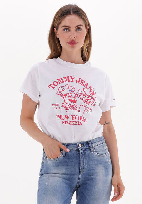 Weiße TOMMY JEANS T-shirt TJW RLXD TJ BEST PIZZA SS - large