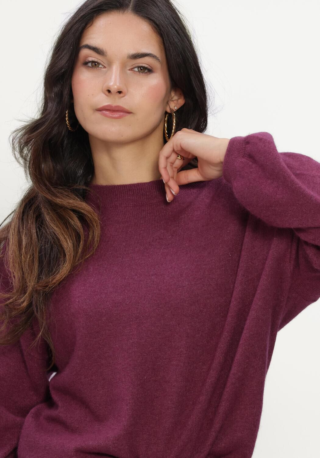 Lilane TWNS Pullover LONG PUFFED SLEEVES ROUND NECK JUMPER - large