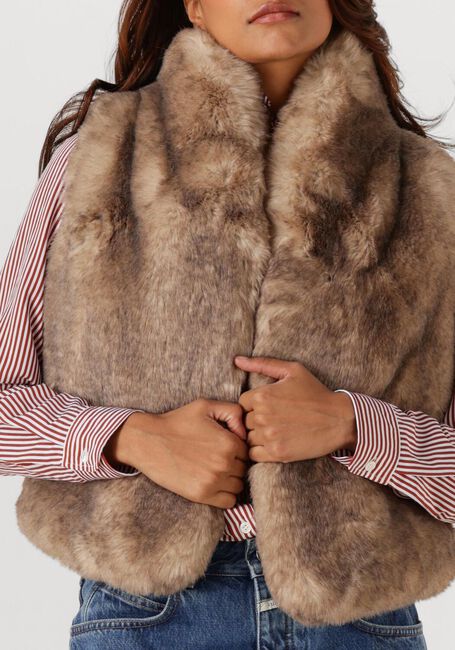 Sand VANESSA BRUNO Fake-Fur-Jack MARCELLO VEST - large