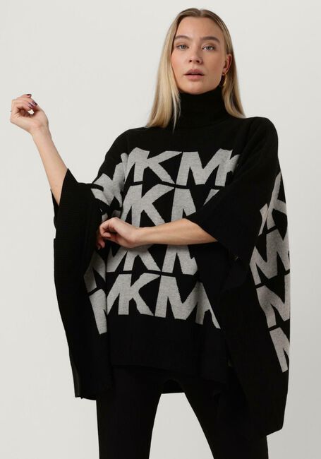 Schwarze MICHAEL KORS Rollkragenpullover OVERSIZE MK LOGO PONCHO - large