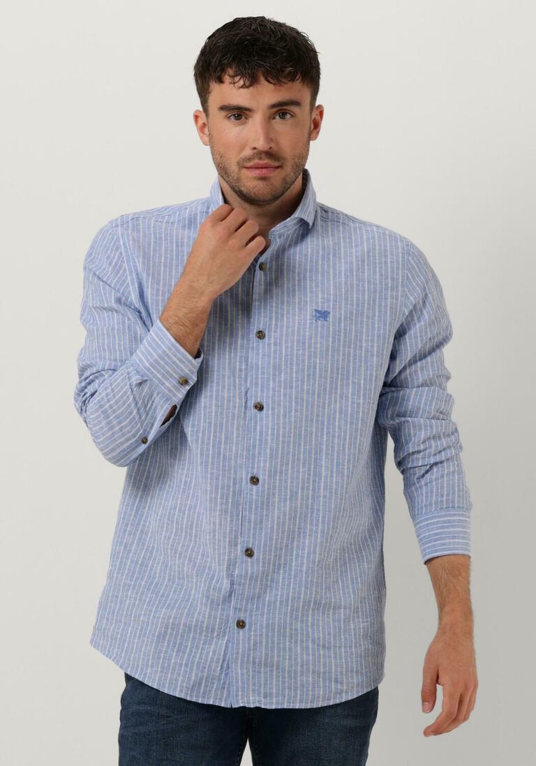 hellblau vanguard casual-oberhemd long sleeve shirt linen cotton blend stripe