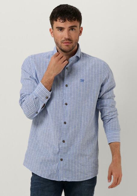 Hellblau VANGUARD Casual-Oberhemd LONG SLEEVE SHIRT LINEN COTTON BLEND STRIPE - large
