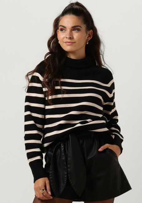 Schwarze NOTRE-V Rollkragenpullover STRIPE KNIT SWEATER - large