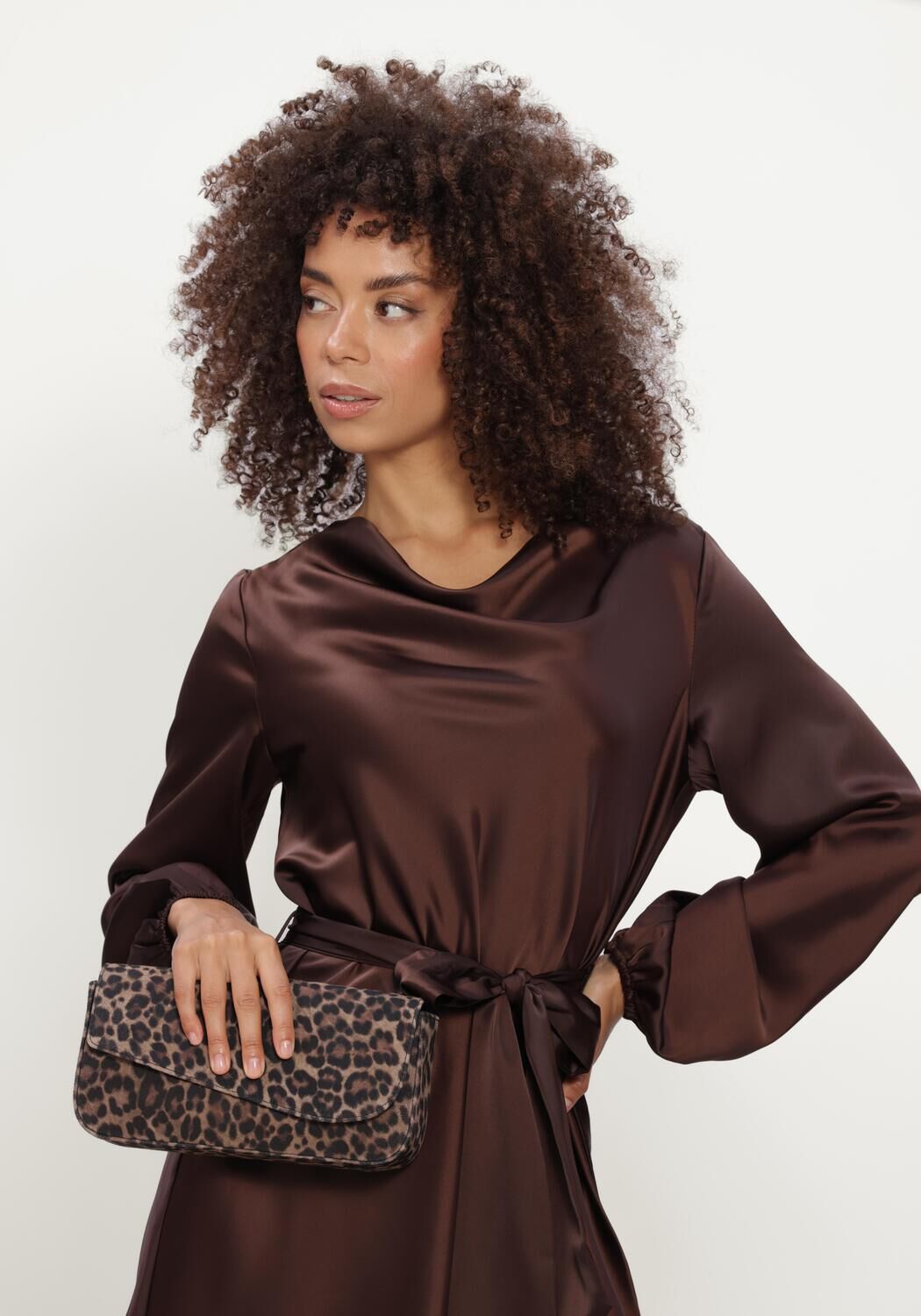 Braune Y.A.S. Midikleid YASTHEA LS DRESS - large