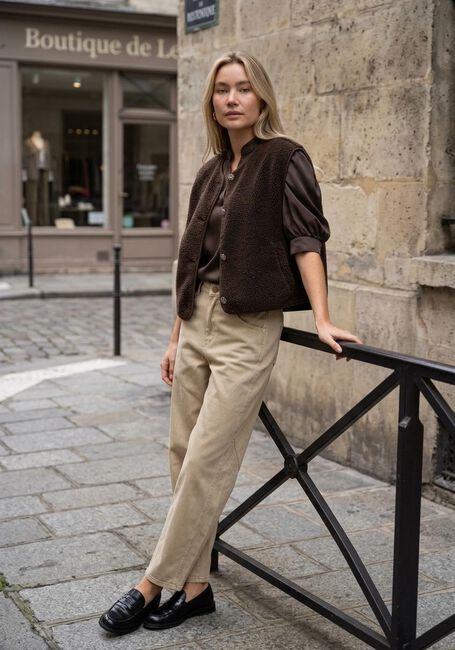 Braune NEO NOIR Blusen ROELLA HEAVY SATEEN BLOUSE - large
