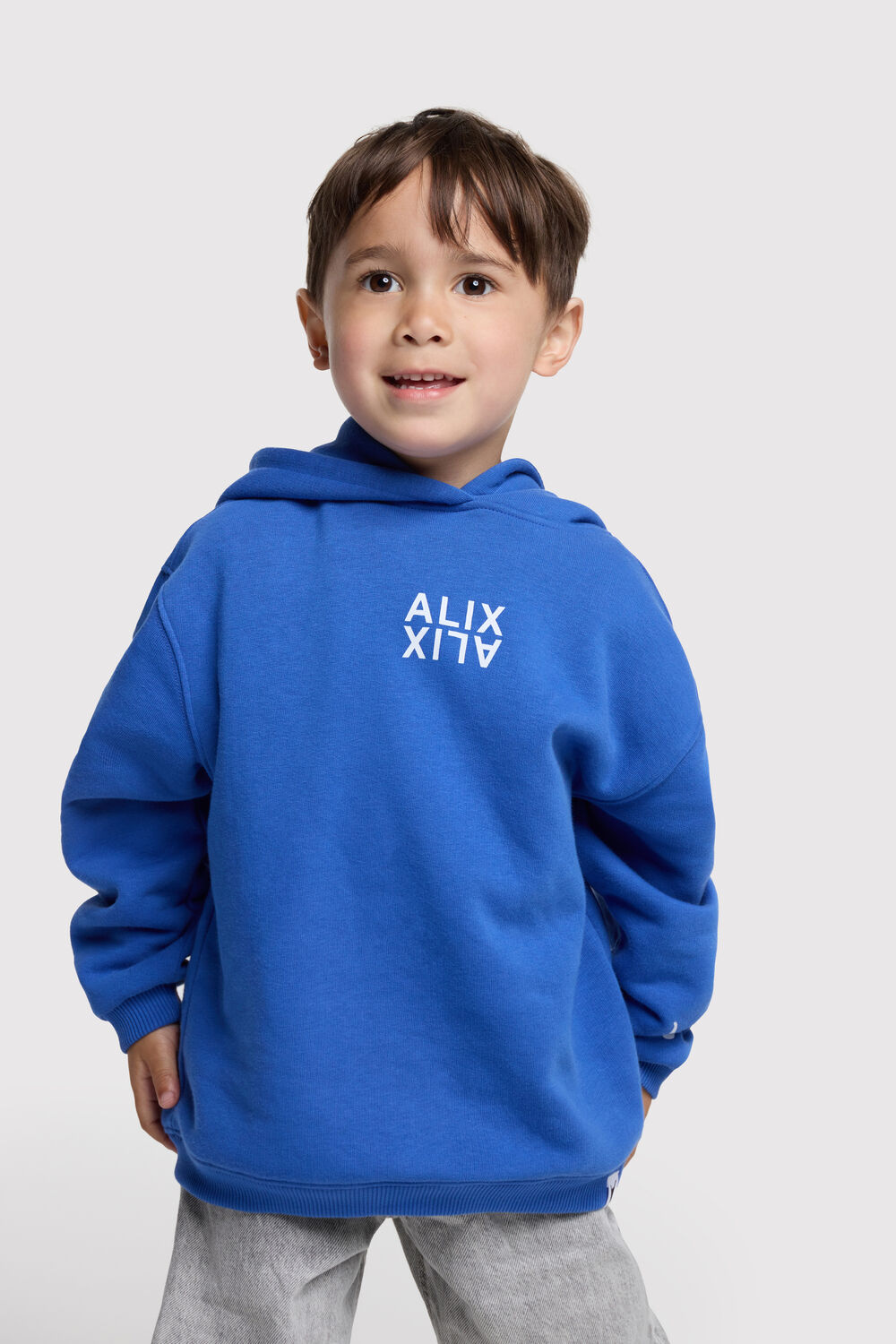 Blaue ALIX MINI Pullover KNITTED LOGO HOODY - large
