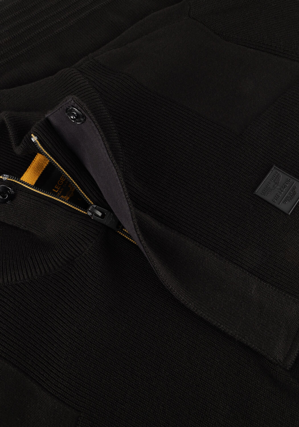 Schwarze PME LEGEND Pullover HALF ZIP COLLAR COTTON KNIT - large