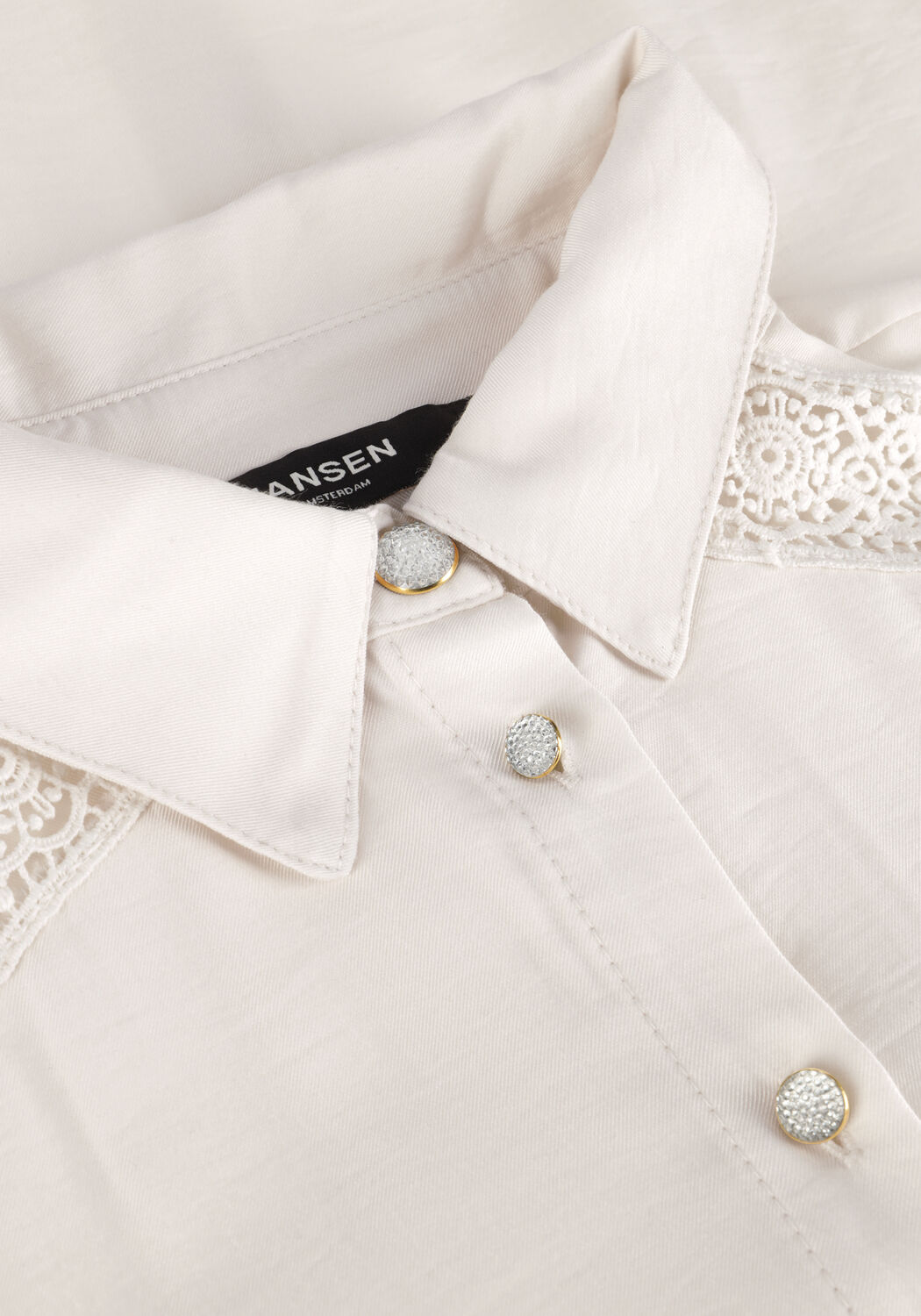 Wei&szlig;e JANSEN AMSTERDAM Blusen W754 BLOUSE LACE DETAILS AND LONG PUFFSLEEVES - large