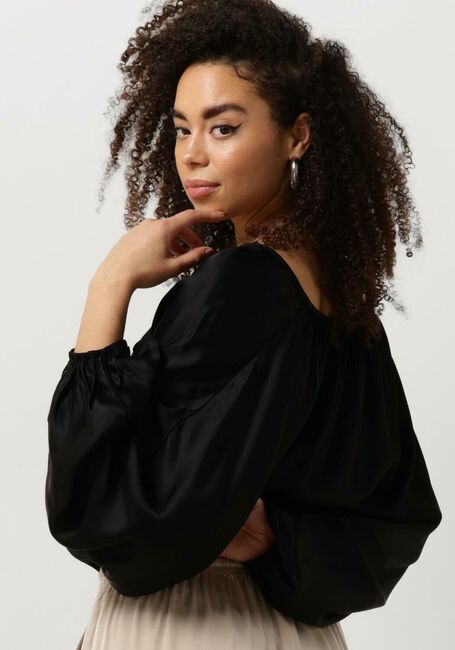 Schwarze RESORT FINEST Blusen SATIN BALLOON BLOUSE - large