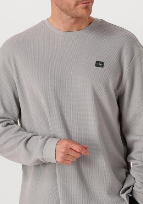 Graue CALVIN KLEIN Pullover LS WAFFLE BADGE CREWNK TEE - large