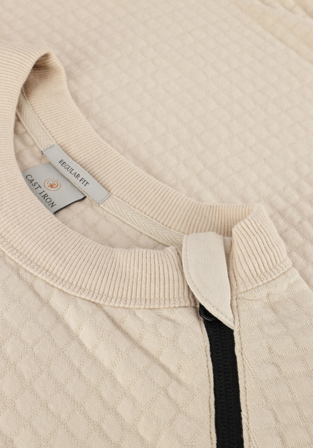 Beige CAST IRON Pullover LONG SLEEVE R-NECK JACQUARD WAFFLE COTTON BLEND - large